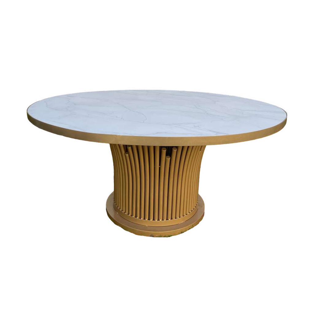 Mesa Corina Tipo Marmol Base Tubular de Tiras
