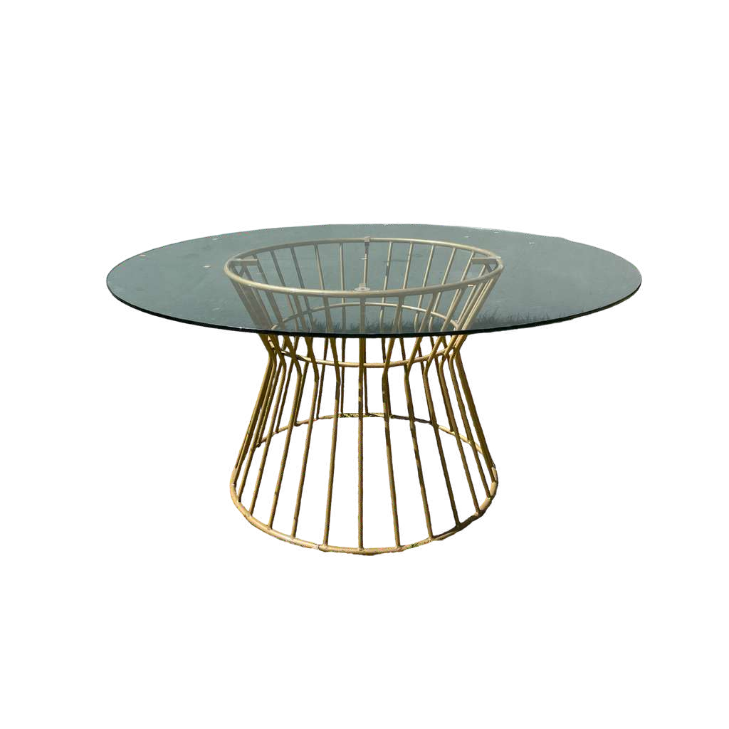 Mesa Cristal Templado con Base Reloj de Arena