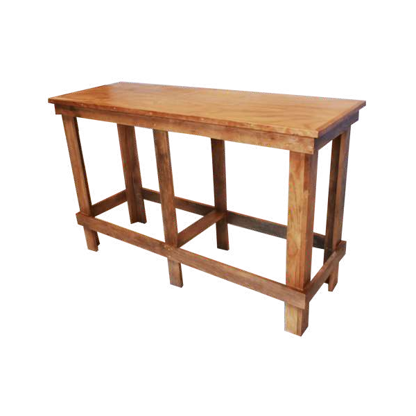 Mesa Periquera de Pino con Cubierta de Triplay y Chambrana 6 Personas, Estructura Doble