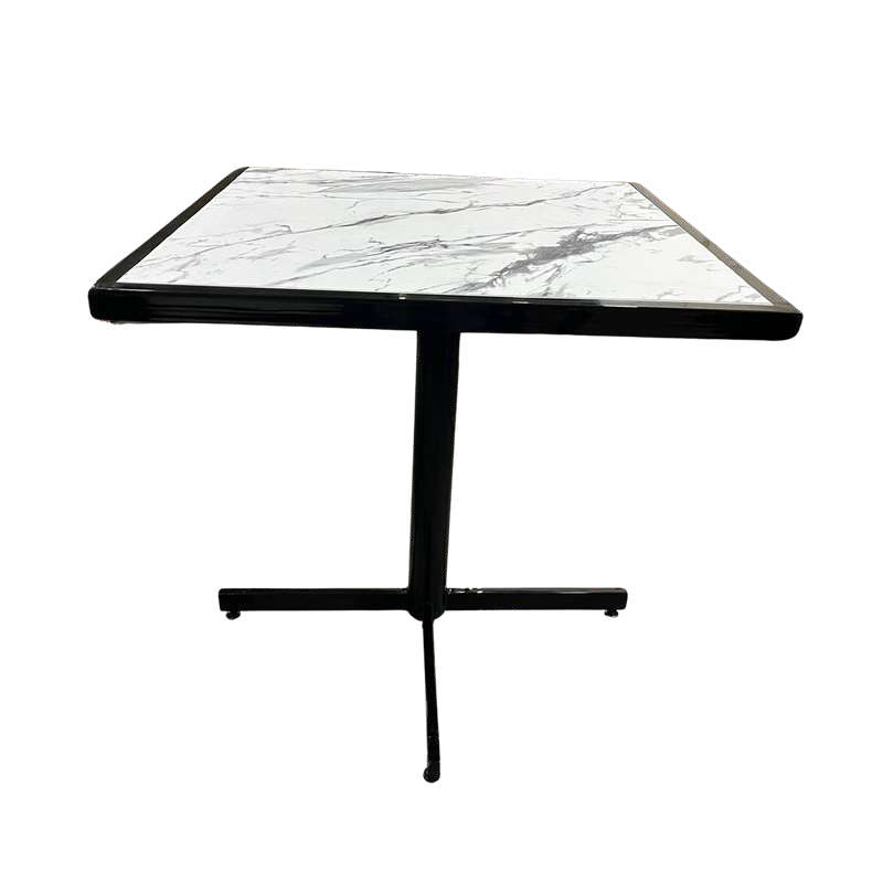 Mesa Tipo Marmol Base Cruz de Metal 80cm
